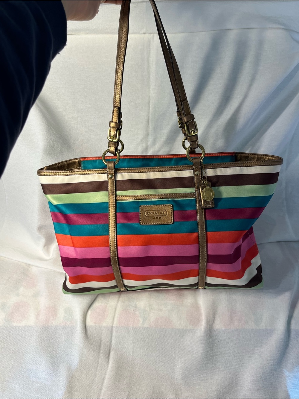 Coach Legacy Striped Sateen Tote